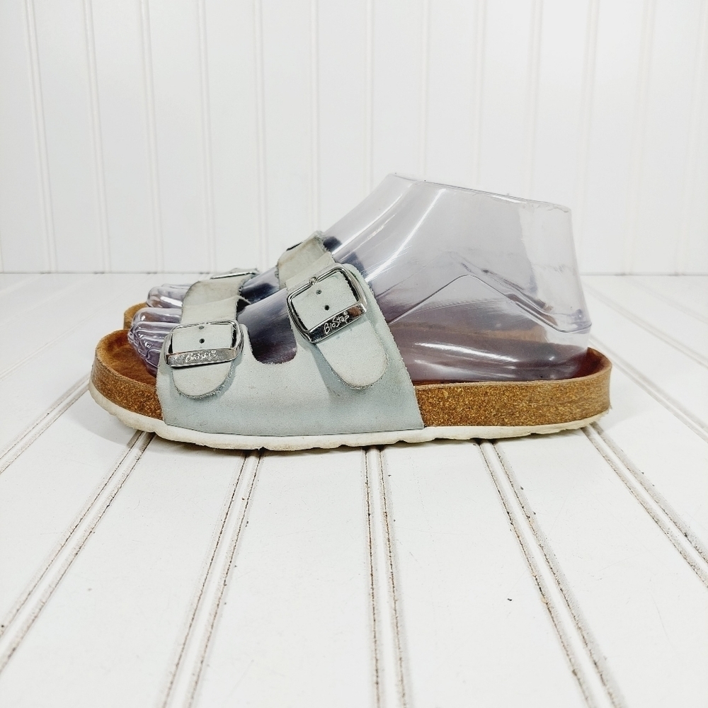 Biostep Arizona Birko-Step Slip On Flat Silver Summer Comfy Sandals I700
